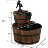 image2Tier Barrel Waterfall Fountain Outdoor Rustic wHand Pump ampamp Adjustable Water Flow Solid Wood Garden Decor Cascading Water Fountain for Garden Backyard Patio Porch Yard