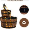image2Tier Barrel Waterfall Fountain Outdoor Rustic wHand Pump ampamp Adjustable Water Flow Solid Wood Garden Decor Cascading Water Fountain for Garden Backyard Patio Porch Yard