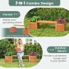 image2in1 Outdoor Planter Box with Bench Outdoor Bench with 2 Raised Garden Beds OpenEnded Base Planter Box Teak Oil Finish Wood Seat Garden Bench Seat for Porch Balcony Lawn Yard