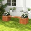 image2in1 Outdoor Planter Box with Bench Outdoor Bench with 2 Raised Garden Beds OpenEnded Base Planter Box Teak Oil Finish Wood Seat Garden Bench Seat for Porch Balcony Lawn Yard