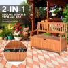 image33 Gallon Outdoor Bench with Storage Wooden Patio Deck Box with Removable Lining ampamp Portable Handles ampamp Backrest ampamp Armrests Patio Storage Bench for Porch Park Yard Backyard Balcony Poolside