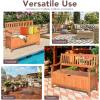 image33 Gallon Outdoor Bench with Storage Wooden Patio Deck Box with Removable Lining ampamp Portable Handles ampamp Backrest ampamp Armrests Patio Storage Bench for Porch Park Yard Backyard Balcony Poolside