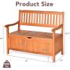 image33 Gallon Outdoor Bench with Storage Wooden Patio Deck Box with Removable Lining ampamp Portable Handles ampamp Backrest ampamp Armrests Patio Storage Bench for Porch Park Yard Backyard Balcony Poolside