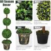 image4FT Artificial Boxwood Topiary Tree Faux Greenery Plants Ball Tree in CementFilled Plastic Pot Decorative Trees for Front Porch Fake Green Plant for Indoor ampamp Outdoor 1 4 FT2