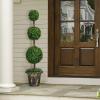 image4FT Artificial Boxwood Topiary Tree Faux Greenery Plants Ball Tree in CementFilled Plastic Pot Decorative Trees for Front Porch Fake Green Plant for Indoor ampamp Outdoor 1 4 FT1