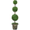 image4FT Artificial Boxwood Topiary Tree Faux Greenery Plants Ball Tree in CementFilled Plastic Pot Decorative Trees for Front Porch Fake Green Plant for Indoor ampamp Outdoor 1 4 FT1