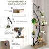 image6 Tier Metal Plant Stand Half Moon Shape Plant Shelf Indoor wHanger ampamp AntiToppling Device MultiPurpose Tall Flower Stand Curved Rack for Home Living Room Balcony BlackBlack