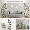 image6 Tier Metal Plant Stand Half Moon Shape Plant Shelf Indoor wHanger ampamp AntiToppling Device MultiPurpose Tall Flower Stand Curved Rack for Home Living Room Balcony BlackBlack