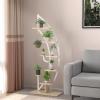 image6 Tier Metal Plant Stand Half Moon Shape Plant Shelf Indoor wHanger ampamp AntiToppling Device MultiPurpose Tall Flower Stand Curved Rack for Home Living Room Balcony BlackWhite