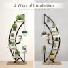image6 Tier Metal Plant Stand Half Moon Shape Plant Shelf Indoor wHanger ampamp AntiToppling Device MultiPurpose Tall Flower Stand Curved Rack for Home Living Room Balcony BlackBlack