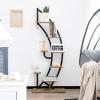 image6 Tier Metal Plant Stand Half Moon Shape Plant Shelf Indoor wHanger ampamp AntiToppling Device MultiPurpose Tall Flower Stand Curved Rack for Home Living Room Balcony BlackBlack