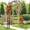 image72Ft86 Garden Arch Arbor Trellis Outdoor Metal Arch for Various Climbing Plant Flower EasytoAssemble Wedding Arch Backdrop Stand for Lawn Bridal Party Ceremony Wide Arbor Black