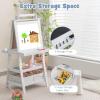 imageArt Easel for Kids Wooden Standing Painting Easel wWhite Board ampamp Chalkboard Paper Roll Magnetic Beads Pigment Cups 2Tier Rack with 2 Storage Bins DoubleSided Toddler Easel WhiteWhite