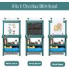 imageArt Easel for Kids Wooden Standing Painting Easel wWhite Board ampamp Chalkboard Paper Roll Magnetic Beads Pigment Cups 2Tier Rack with 2 Storage Bins DoubleSided Toddler Easel WhiteBlue