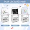 imageArt Easel for Kids Wooden Standing Painting Easel wWhite Board ampamp Chalkboard Paper Roll Magnetic Beads Pigment Cups 2Tier Rack with 2 Storage Bins DoubleSided Toddler Easel WhiteWhite
