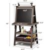 imageArt Easel for Kids Wooden Standing Painting Easel wWhite Board ampamp Chalkboard Paper Roll Magnetic Beads Pigment Cups 2Tier Rack with 2 Storage Bins DoubleSided Toddler Easel WhiteCoffee