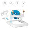 imageBaby Walker Collapsible Baby Activity Walker with Walking Toys ampamp 3Levels Adjustable Height Comfy High Back Seated Baby Walker with Wheels for Boys ampamp Girls GreyBlue