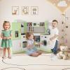 imageCorner Wooden Play Kitchen Set for Kids wLights ampamp Sounds Toy Kitchen Set wChef Suit Set Toddler Kitchen wIce Make Washing Machine Microwave Sink Kids Kitchen Playset for 3 Toddlers WhiteGreen