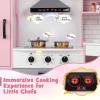 imageCorner Wooden Play Kitchen Set for Kids wLights ampamp Sounds Toy Kitchen Set wChef Suit Set Toddler Kitchen wIce Make Washing Machine Microwave Sink Kids Kitchen Playset for 3 Toddlers WhitePink