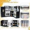 imageCorner Wooden Play Kitchen Set for Kids wLights ampamp Sounds Toy Kitchen Set wChef Suit Set Toddler Kitchen wIce Make Washing Machine Microwave Sink Kids Kitchen Playset for 3 Toddlers WhiteBlack
