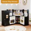 imageCorner Wooden Play Kitchen Set for Kids wLights ampamp Sounds Toy Kitchen Set wChef Suit Set Toddler Kitchen wIce Make Washing Machine Microwave Sink Kids Kitchen Playset for 3 Toddlers WhiteBlack