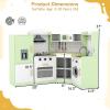 imageCorner Wooden Play Kitchen Set for Kids wLights ampamp Sounds Toy Kitchen Set wChef Suit Set Toddler Kitchen wIce Make Washing Machine Microwave Sink Kids Kitchen Playset for 3 Toddlers WhiteGreen