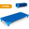 imageDaycare Cots 6Pack Stackable Nap Bed Cot with Easy Lift Corners Portable Children Sleeping Cots for Preschool Classroom Nursery ReadytoAssemble SandBlue