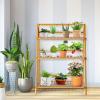 imageFolding 3Tier Bamboo Ladder Plant Stand Indoor ampamp Outdoor Flower Pot Organizer Holder w Stable Frame Plant Shelf Display Rack for Balcony Patio Garden Living Room