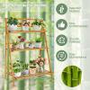 imageFolding 3Tier Bamboo Ladder Plant Stand Indoor ampamp Outdoor Flower Pot Organizer Holder w Stable Frame Plant Shelf Display Rack for Balcony Patio Garden Living Room