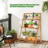 imageFolding 3Tier Bamboo Ladder Plant Stand Indoor ampamp Outdoor Flower Pot Organizer Holder w Stable Frame Plant Shelf Display Rack for Balcony Patio Garden Living Room
