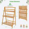 imageFolding 3Tier Bamboo Ladder Plant Stand Indoor ampamp Outdoor Flower Pot Organizer Holder w Stable Frame Plant Shelf Display Rack for Balcony Patio Garden Living Room