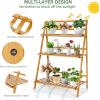 imageFolding 3Tier Bamboo Ladder Plant Stand Indoor ampamp Outdoor Flower Pot Organizer Holder w Stable Frame Plant Shelf Display Rack for Balcony Patio Garden Living Room