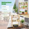 imageFolding 3Tier Bamboo Ladder Plant Stand Indoor ampamp Outdoor Flower Pot Organizer Holder w Stable Frame Plant Shelf Display Rack for Balcony Patio Garden Living Room
