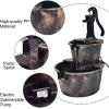 imageGRAFFY 2Tier Barrel Waterfall Fountain with Pump Rustic Garden Water Fountain with 2 Gap Design Outdoor Cascading Water Fountain for Backyard Garden Patio Deck Decor Bronze Finish