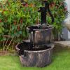 imageGRAFFY 2Tier Barrel Waterfall Fountain with Pump Rustic Garden Water Fountain with 2 Gap Design Outdoor Cascading Water Fountain for Backyard Garden Patio Deck Decor Bronze Finish