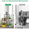imageGRAFFY 3 Tier Metal Plant Stand Flower Pot Rack Ladder Plant Display Rack Quarter Round Plant Corner Shelf Planters Display Holder for Indoor Outdoor Use Black
