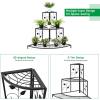 imageGRAFFY 3 Tier Metal Plant Stand Flower Pot Rack Ladder Plant Display Rack Quarter Round Plant Corner Shelf Planters Display Holder for Indoor Outdoor Use Black