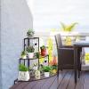 imageGRAFFY 3 Tier Metal Plant Stand Flower Pot Rack Ladder Plant Display Rack Quarter Round Plant Corner Shelf Planters Display Holder for Indoor Outdoor Use Black
