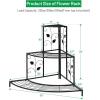 imageGRAFFY 3 Tier Metal Plant Stand Flower Pot Rack Ladder Plant Display Rack Quarter Round Plant Corner Shelf Planters Display Holder for Indoor Outdoor Use Black