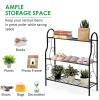 imageGRAFFY 3Tier Metal Plant Stand Flower Pots Holder Plant Display Rack with Foot Pads Multifunctional Home Storage Organizer Shelf for Balcony Patio Garden Black