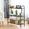 imageGRAFFY 3Tier Metal Plant Stand Flower Pots Holder Plant Display Rack with Foot Pads Multifunctional Home Storage Organizer Shelf for Balcony Patio Garden Black