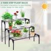 imageGRAFFY 3Tier Metal Plant Stand Heavy Duty Flower Display Rack Plant Stands for Indoor Plants Multiple Stair Style Plant Stand for Yard Patio Balcony Garden