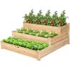imageGRAFFY 3Tier Raised Garden Bed Wood Elevated Planter Box Outdoor Planting Bed for Vegetable Flower Herb Plant Display Container Rack for Grass Lawn Patio Backyard
