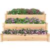 imageGRAFFY 3Tier Raised Garden Bed Wood Elevated Planter Box Outdoor Planting Bed for Vegetable Flower Herb Plant Display Container Rack for Grass Lawn Patio Backyard