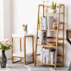imageGRAFFY 4Tier Bookshelf Bamboo Ladder Shelf wProtective Fence Stable Bookcase Plant Stand Storage Rack for Balcony Kitchen Study