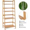 imageGRAFFY 4Tier Bookshelf Bamboo Ladder Shelf wProtective Fence Stable Bookcase Plant Stand Storage Rack for Balcony Kitchen Study
