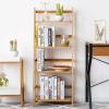 imageGRAFFY 4Tier Bookshelf Bamboo Ladder Shelf wProtective Fence Stable Bookcase Plant Stand Storage Rack for Balcony Kitchen Study
