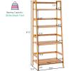 imageGRAFFY 4Tier Bookshelf Bamboo Ladder Shelf wProtective Fence Stable Bookcase Plant Stand Storage Rack for Balcony Kitchen Study