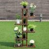 imageGRAFFY 6 Tier Flower Rack Wood Plant Stand Flower Pot Holder 7 Shelves Bonsai Display Shelf with Hollow Design Multifunctional Storage Rack Outdoor Indoor Flower Rack for Yard Garden Patio Balcony