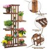 imageGRAFFY 6 Tier Flower Rack Wood Plant Stand Flower Pot Holder 7 Shelves Bonsai Display Shelf with Hollow Design Multifunctional Storage Rack Outdoor Indoor Flower Rack for Yard Garden Patio Balcony